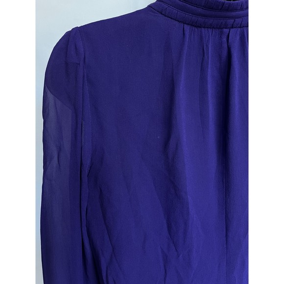 Armani Exchange Retro 100% Silk Purple Ruffle Button Down Dress Size 2 Formal - Picture 8 of 11